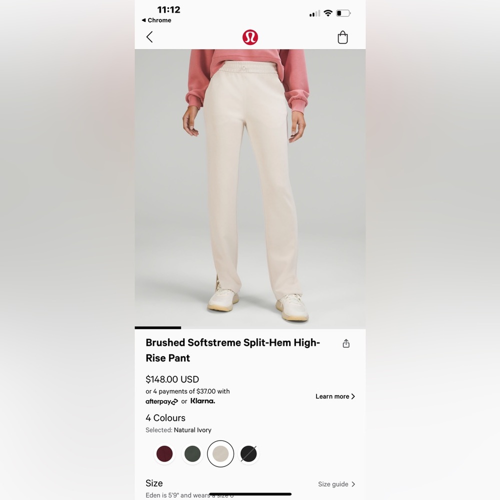Lululemon Softstreme Split Hem Pants